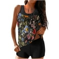 thumbnail image 2 of CALAFEBILA 2 Piece Women's Swimsuits Modest Tankini Floral Print Pleated Summer Bathing Suits, 2 of 6