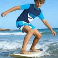 thumbnail image 4 of Fnooota Boys Rash Guard Swimsuits 2 Piece, Short Sleeve Surfing Summer Kids Bathing Suits Boys'Swimwear Multicolor Size 14, 4 of 8