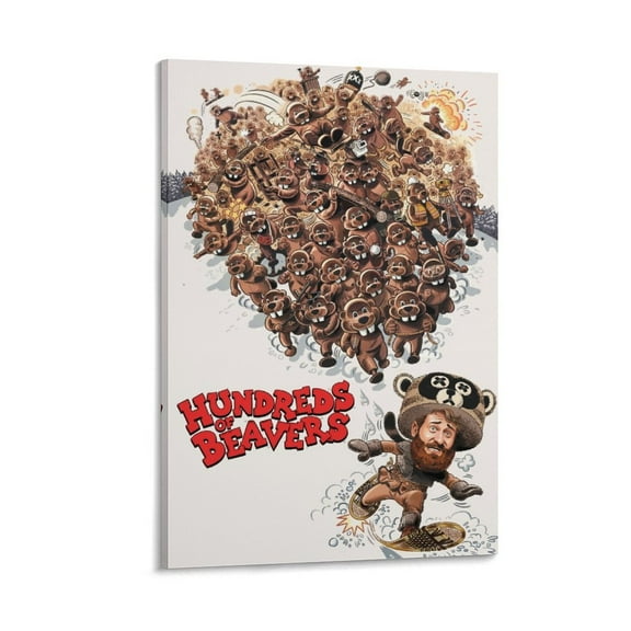 Hundreds of Beavers Movie Poster (2) Poster Decorative Painting Canvas Wall Art Living Room Posters Bedroom Painting 20x30inch(50x75cm)