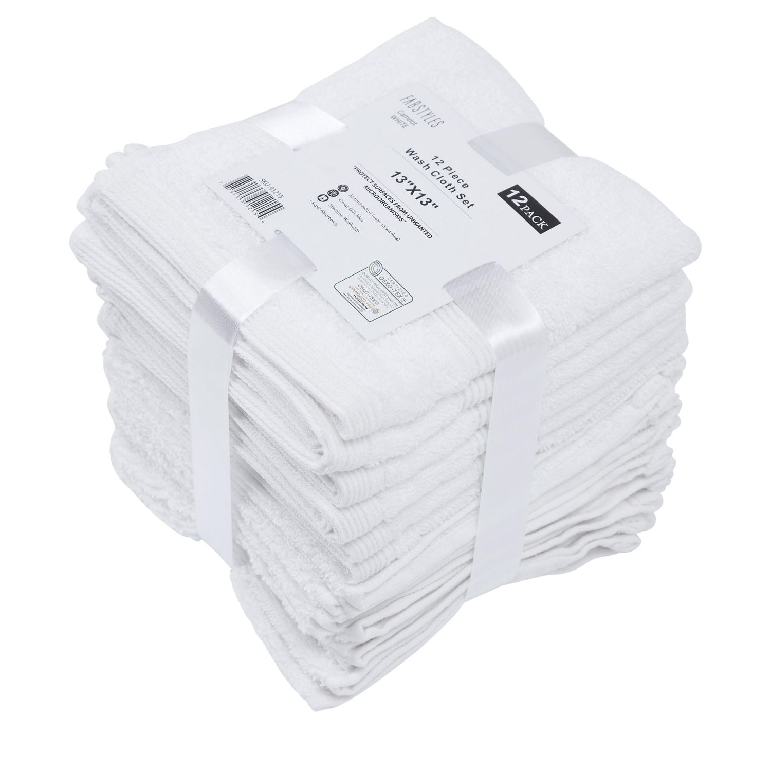 Fabstyles Premium Face Towels Set of 12, Soft and Absorbent Washcloth for Daily Use, 14 in x 14 in, Luxury Fingertip Towels Made Cotton