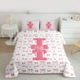 thumbnail image 2 of Feelyou Pink Bowknot Initial I Twin Comforter Sets, Kawaii Ribbon Bedding Set, 2-Piece, 2 of 8