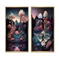 thumbnail image 2 of Designart "Mysterious Nocturnal Flora Abstracted Lake I" Abstract Landscape Framed Wall Art Set Of 2 - Modern Multicolor Gallery Wall Frame Set For Home Decor, 2 of 6