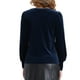 thumbnail image 3 of BLUSA de terciopelo INSPIRAR CHIC para mujer, de cuello redondo, manga larga abullonada, casual, XS, azul oscuro, 3 of 6