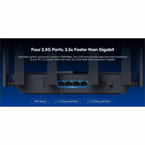 Routeur sans fil Ethernet Cudy WR11000 Wi-Fi 7 IEEE 802,11 a/b/g/n/ac/ax/be - Tri-bande - Bande ISM 2,40 GHz - Bande UNII 5 GHz - 6 antennes (6 externes) - Vitesse sans fil de 1,33 Go/s - 4 ports rése