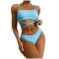 thumbnail image 2 of Aloohaidyvio tropical swimsuits for women,Womens Solid Color Bandage Two Piece Sexy Push-Up Pad Swimwear Swimsuit Beachwear Set, Swimsuits for Women 2 Piece, 2 of 5