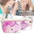 thumbnail image 3 of For iPhone 7 / 8 / SE 2022 & 2020 Marble Patterned Case with Card Holder, Back Folio Kickstand PU Leather + Soft Crystal Bumper Edge, Magnetic Clasp Back Cover,Darkpurple, 3 of 6