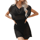 thumbnail image 1 of Vestido de Crochet para Mujer, de Corta y Cuello en V, Ideal para Verano Negro L, 1 of 9
