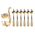 thumbnail image 1 of Soporte para cuchara de café Elegante aleación en forma de cisne Polaco de espejo Detalles ricos Soporte para agitadores de café para fiesta Café Oficina Soporte dorado con cuchara, 1 of 12