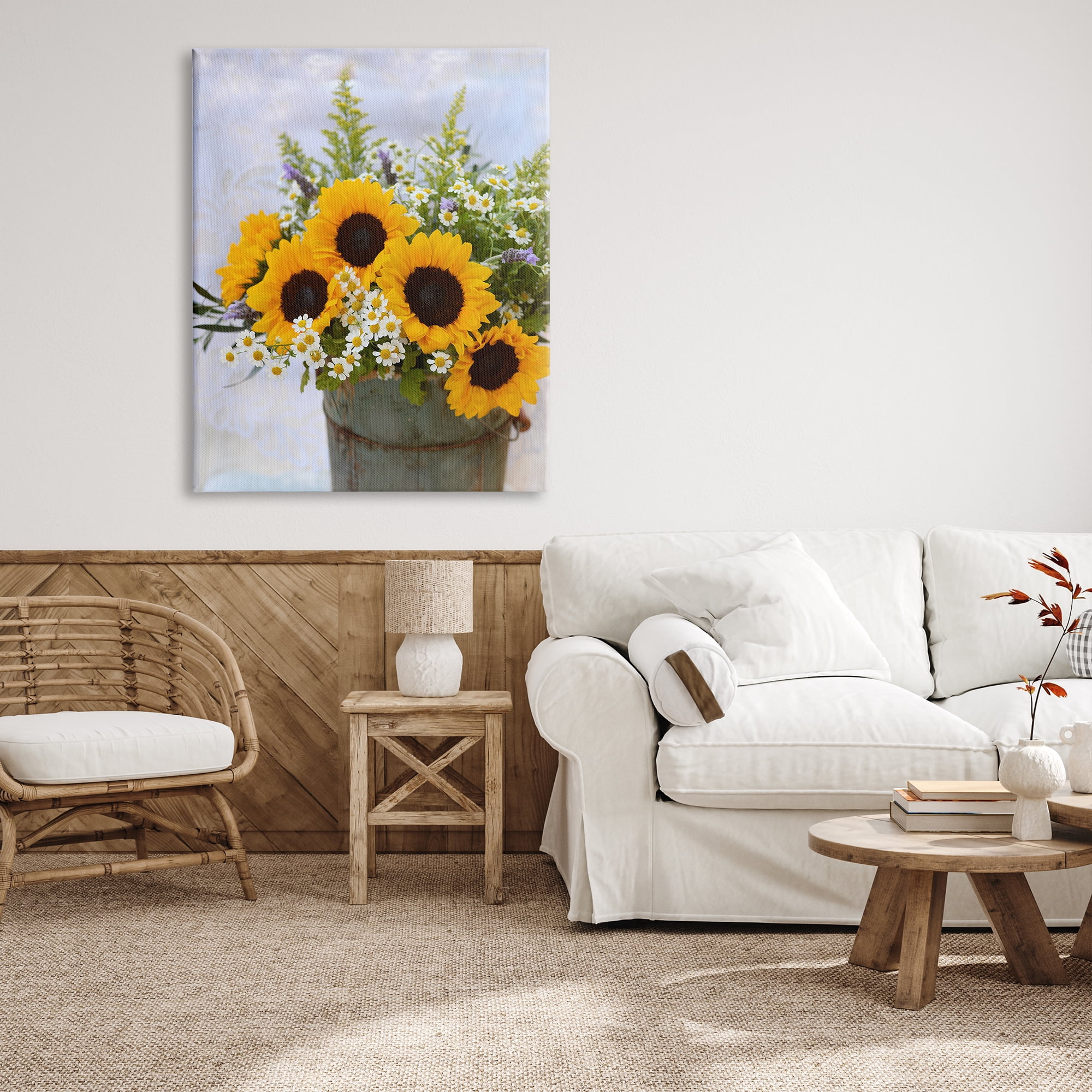 Stupell Industries Sunflower Bouquet in Tin Botanical & Floral Photography Gallery Wrapped Canvas Art Print Wall Art, 36 x 48
