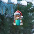 thumbnail image 6 of CoreLiving Mini Cat Ornaments, Cat Christmas Ornaments, Small Cat Ornaments Acrylic Cartoon Decoration with Santa Hat in Cup, Cute Holiday Decor for Christmas Tree Gifts for Children Girls, 6 of 7
