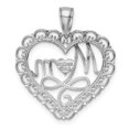 thumbnail image 4 of Real 14kt White Gold Polished MOM Scallop Heart Pendant; for Adults and Teens; for Women and Men, 4 of 4