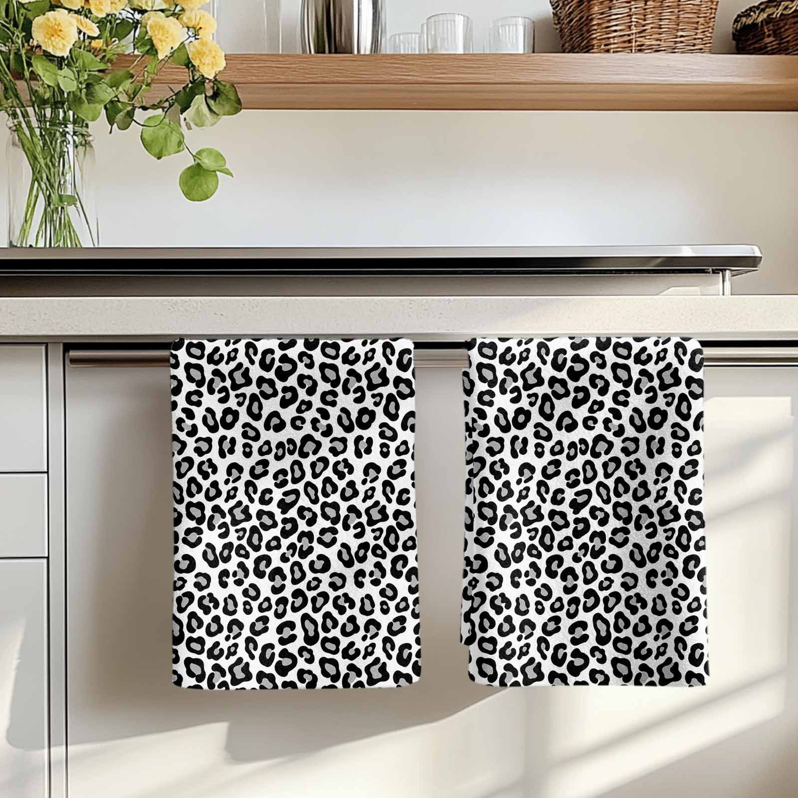 Black Abstract Art Kitchen Towels Set of 2, Elegant Modern Art Luxury Absorbent Dish Towels for Kitchen, Microfiber Hand Towel, Quick Drying Tea Towel for Cleaning Decorative Dishcloths
