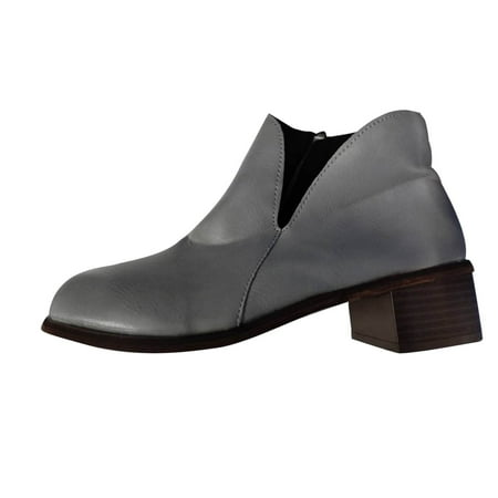 

Staron Women s Solid Color Casual Round Head Short Boots High Heel Shoe