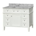 thumbnail image 3 of Hailey 42" Bathroom Vanity with White Cabinet and Carrara Marble Top, 3 of 6