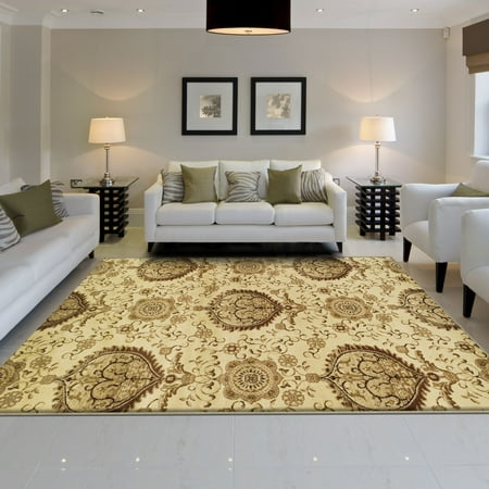 Superior Poplar Floral Indoor Area Rug, Cream, 5 x 8