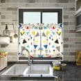 thumbnail image 4 of Yayeee Kitchen Curtains Tier Pair Light Filtering 27"x24" Rod Pocket Short Cafe Window Panel, Retro Triangles, 4 of 7