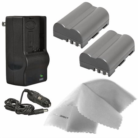 Nikon D80 High Capacity Intelligent Batteries (2 Units) + AC/DC Travel Charger + Nwv Direct Microfiber Cleaning Cloth.
