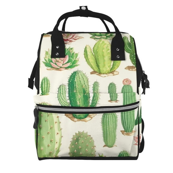 Fuzoiu Cactus And Succulent Print Diaper Bag Backpack,Baby Essentials Travel Tote,Multi function Waterproof Diaper Bag, Travel Essentials Baby Bag - Unisex