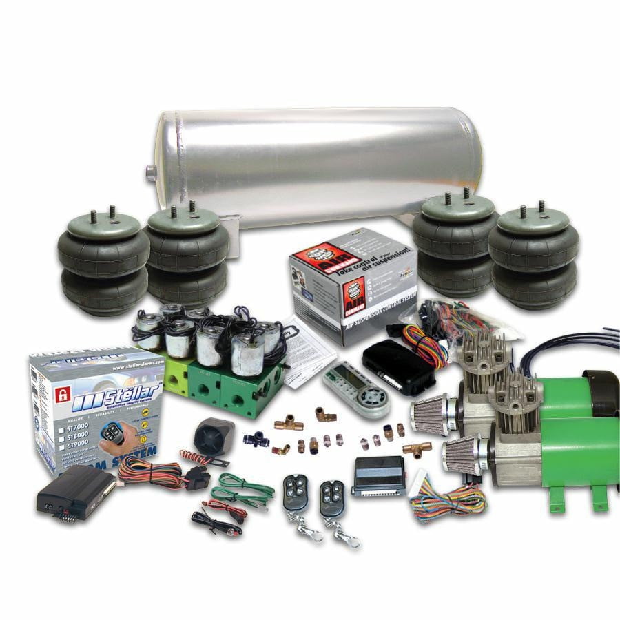 Dual Compressor Air Bag Suspension System W Remote Alarm Digital 8