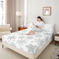 thumbnail image 4 of Manfei Grey Winter Snowflake 4-Piece Full Size Sheets for Boys Girls,Merry Christmas Bed Sheets,Happy New Year Lightweight Sheet Sets,Lightweight Room Decor, 4 of 7