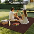 thumbnail image 4 of Solid Brown Outdoor Rug 5x7 Ft - Reversible Patio Rug Outdoor Camping Rugs, Vintage Minimalism Abstract Denim Pattern Washable Indoor Outdoor Area Rugs, Non-Slip Outdoor Carpet Runner for Deck/Porch, 4 of 8