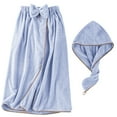 thumbnail image 1 of Ensemble de Serviettes de Bain en Velours Corail - Robe de Douche Douce et Bonnet pour Confort et Commodité, 1 of 8