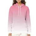 thumbnail image 3 of lcziwo Womens Gradient Color Drawstring Hoodies Casual Winter Warm Fleece Lined Pullover Tops Long Sleeve Hooded Sweatshirt with Pockets, Pink, XXL, 3 of 8