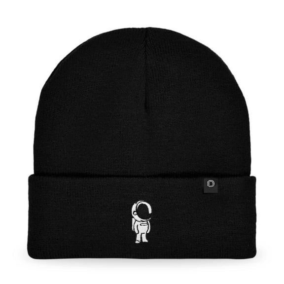 Dalix Astronaut Embroidered Beanie Warm Winter Space Cadet Knit Hat for Men in Black