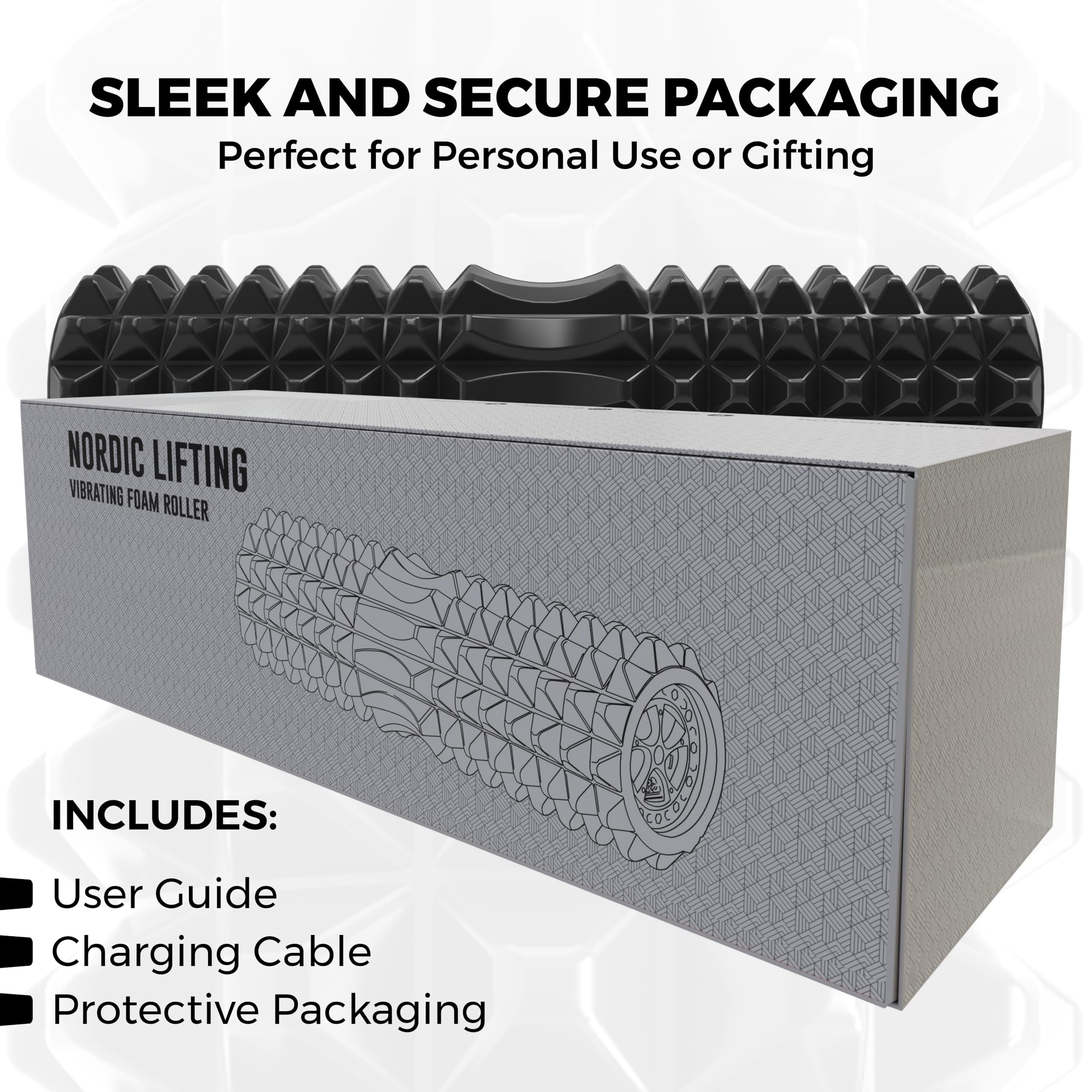 Nordic Lifting Vibrating Foam Roller – 5-Speed Deep Tissue Back Roller for Muscle Massage & Recovery- Black