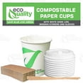 thumbnail image 4 of 12 oz Compostable Paper Cups with White Dome Lids, Sleeves and Wooden Stirrers - Biodegradable Disposable White Paper Coffee Cups PLA Lined - Eco-friendly Hot and Cold Drinking Cups (1000), 4 of 4