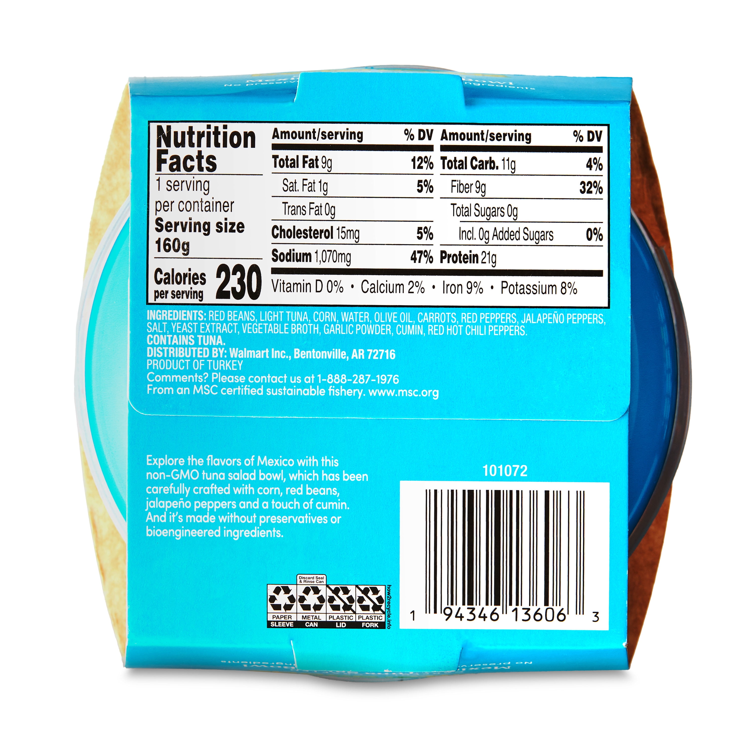 (6 pack) bettergoods Mexican Tuna Salad Bowl, MSC Certified, 5.64 oz