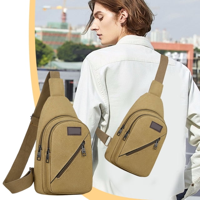 Birdeem Canvas Chest Bag for Adults,Crossbody Messenger with Adjustable Strap,Large Capacity Multiple Pockets Durable Canvas for Outdoor Hiking and Daily Commute,Spacious Unisex Sling Bag