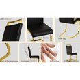 thumbnail image 5 of 2pcs Dining Room Chairs - Pu Faux Leather High Back With Golden Plating Metal Legs For Guest Black Design Of 2 Modern Kitchen Club Vanity Office Black, Fashionable Ensemble, 5 of 7