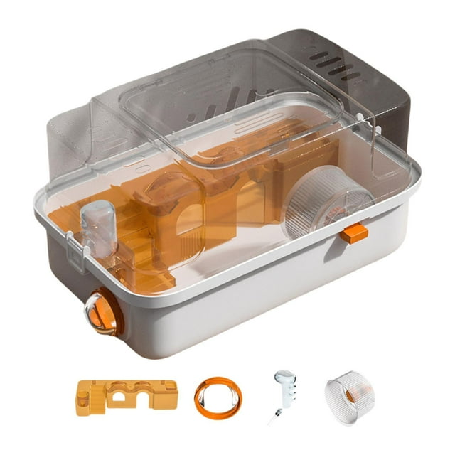 Almencla Cage Compacte Polyvalente à 2 Couches pour Hamster pour Petits Animaux Lapins Cochons d'Inde orange