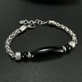 thumbnail image 3 of Stainless Steel Chain Splicing Tiger Eye Obsidian Bracelet for Men and Women 8.27 inch Gift, 3 of 5