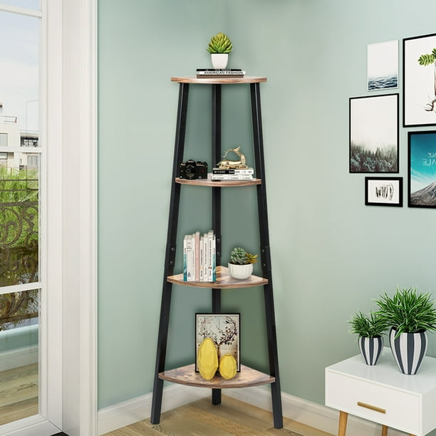COSTWAY 4 Tier Corner Shelf Metal Storage Rack Bookcase Plant