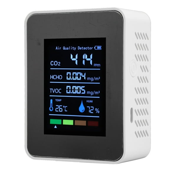 Monitor de Del Aire, Detector de del Aire Interior Para CO2, HCHO, TVOC, Temperatura y Humedad, Detector de Contaminacia del Aire Multifuncional, Medidor de