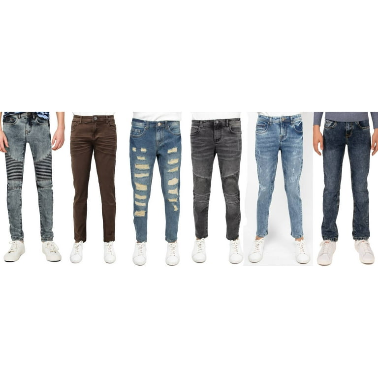 X RAY Skinny Jeans for Boys Slim Fit Denim Pants, Dark Blue - No Rips, Size  12 Husky