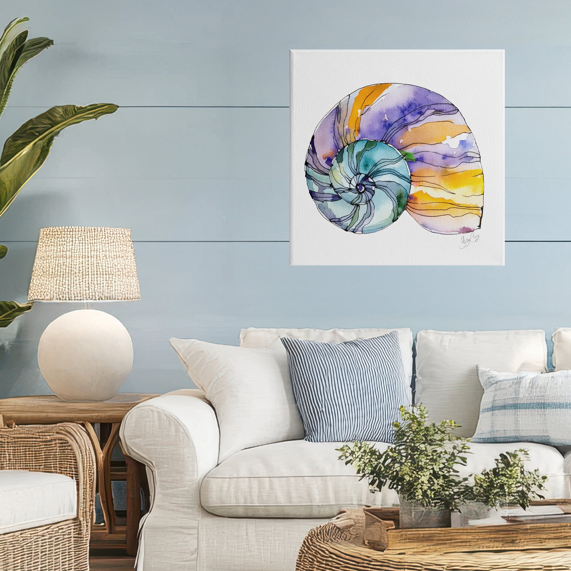 Stupell Industries Sunlit Striped Nautilus Canvas Wall Art, design by Shelly Craig