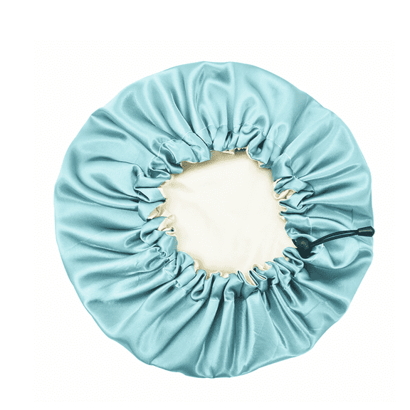AUQ 2026 New Shower Cap, Large Shower Cap with Double-Layer Protection, Adjustable Shower Cap Reusable Waterproof, Sky Blue Green for Showering, Hair Treatments, Swimming, Spa Days.