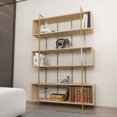thumbnail image 3 of Brutti Modern Design XL 3 Tiers 71'' Long Bookshelf Etagere Bookcases Display Shelf for Living Room, Dining Room, Kitchen, Bedroom and Home Office Natural Oak Gold Finish, 3 of 6