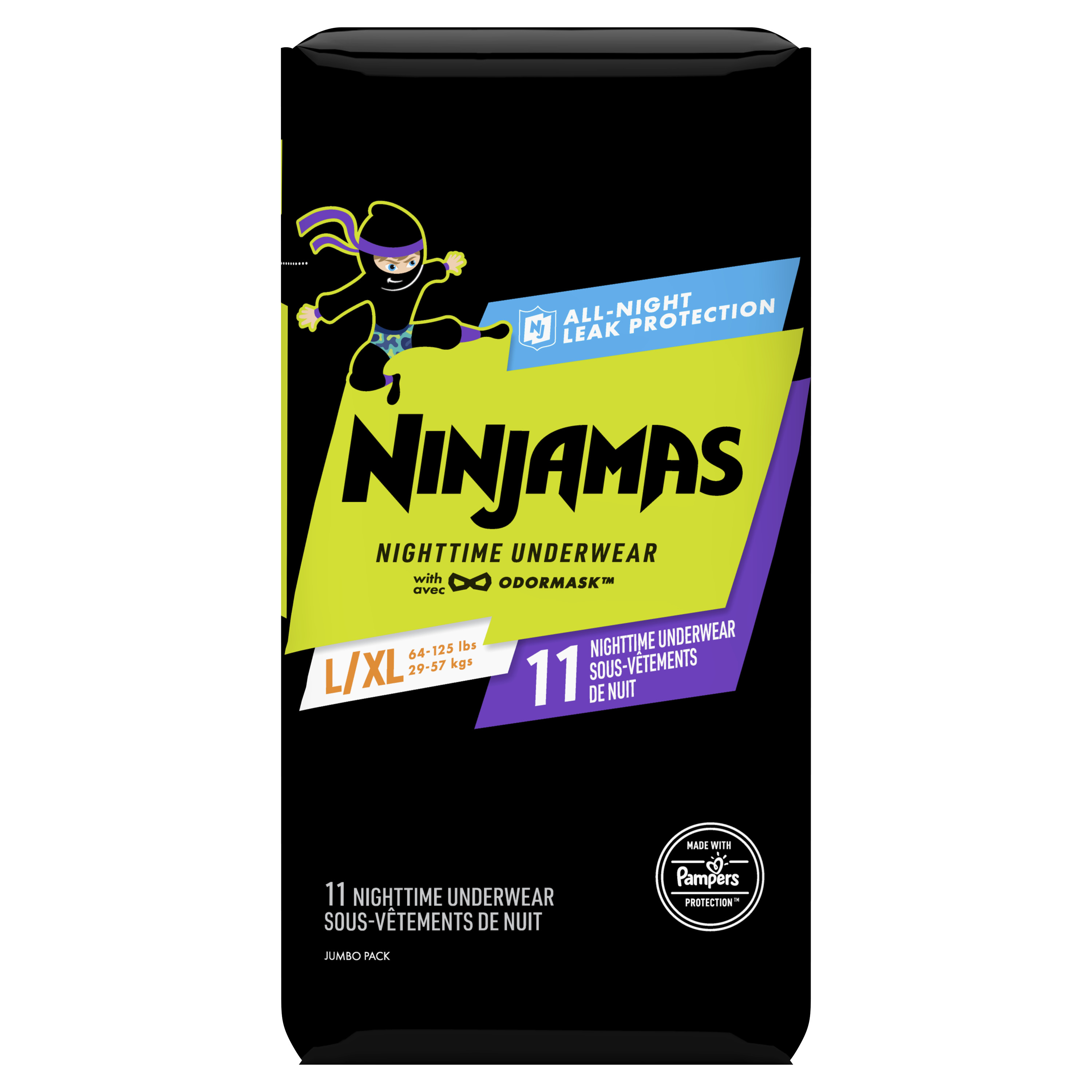 Ninjamas Nighttime Bedwetting Underwear Boy Size L/XL 11 Count