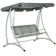 Outsunny 3 Person Patio Swing Seats with Adjustable Canopy Outdoor Swing Chair Bench for Garden, Poolside, Dark Grey