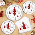 thumbnail image 2 of Waipfaru 200 PCS Christmas Paper Plates and Napkins Christmas Tree Party Supplies White Disposable Dinnerware Set for Xmas, 2 of 8