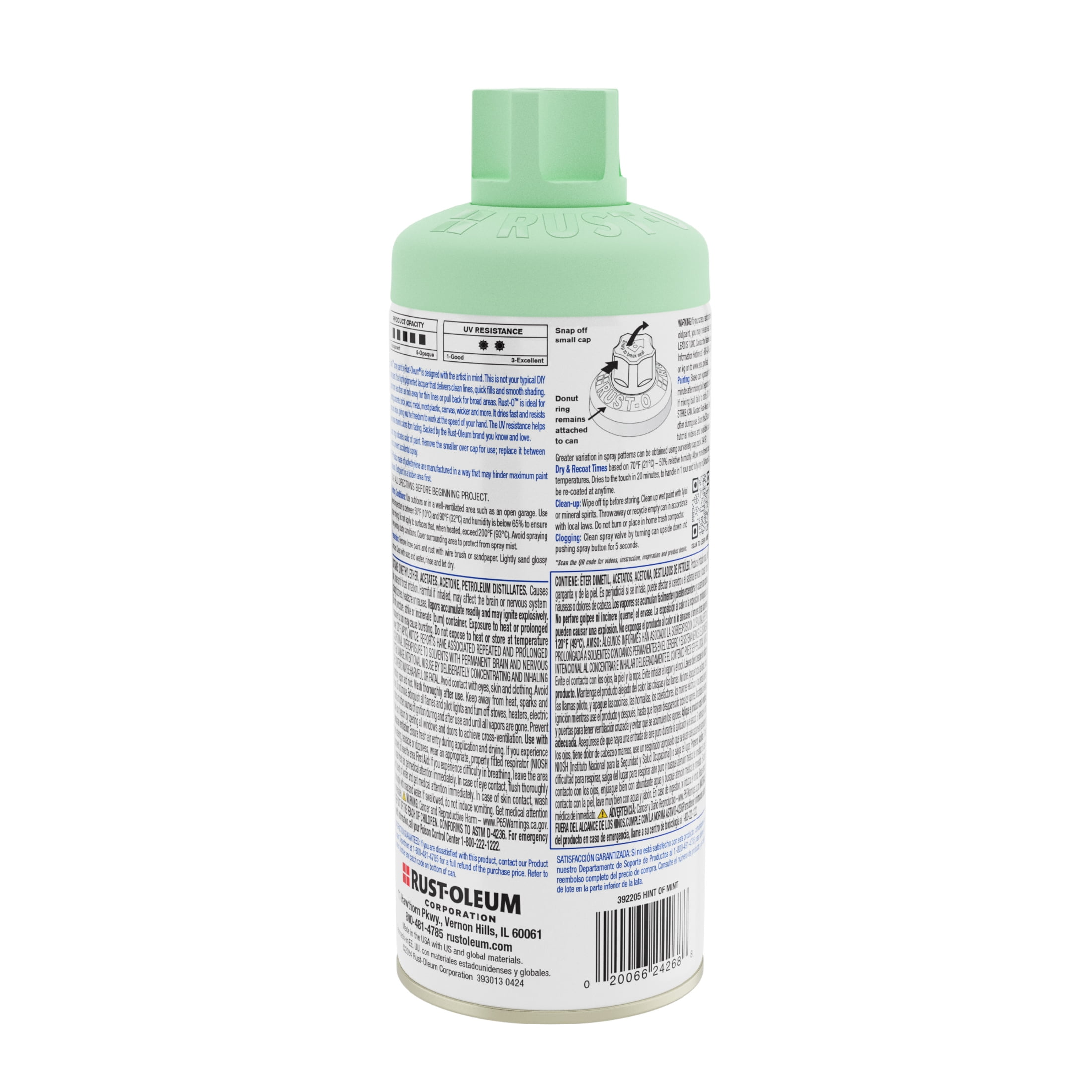 (2 pack) Hint of Mint, Rust-Oleum Rust-O Acrylic Matte Spray Paint-392205, 11 oz