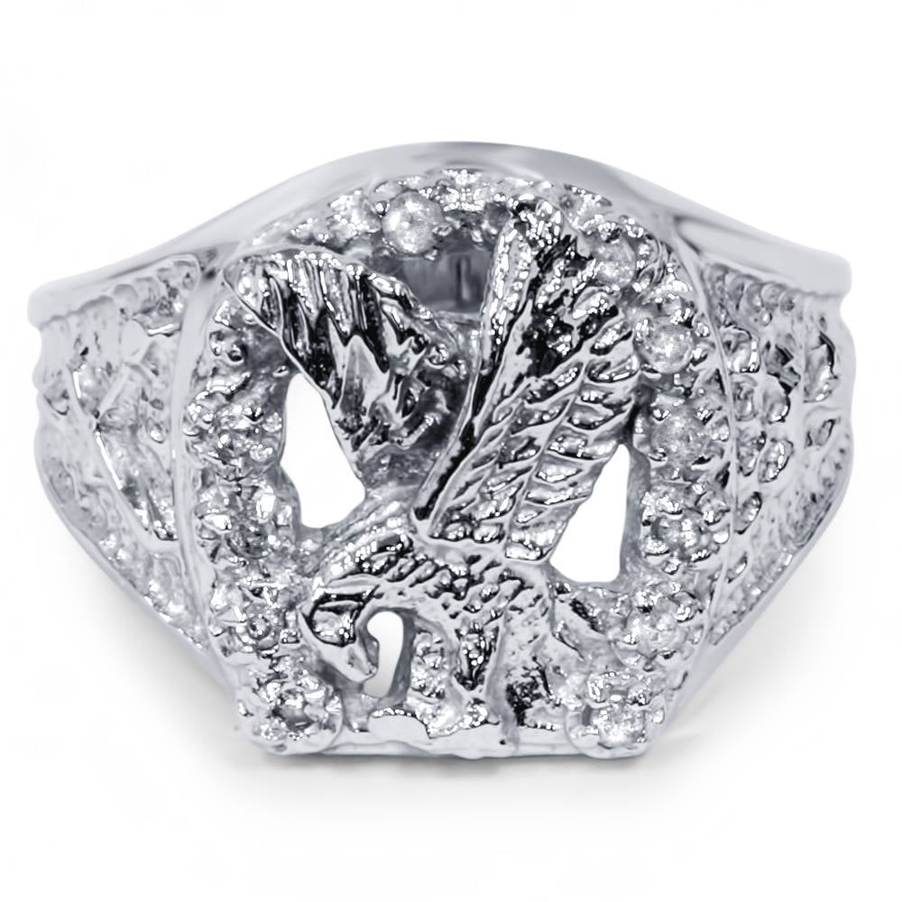 Mens Diamond American Eagle Ring 10K White Gold Walmart Canada