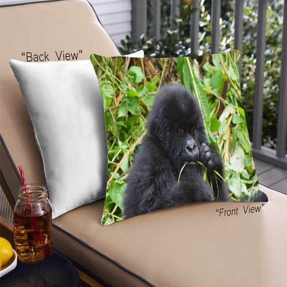 Ahgly Company Animals Gorilla Outdoor Throw Pillow, 18 inch by 18 inch
