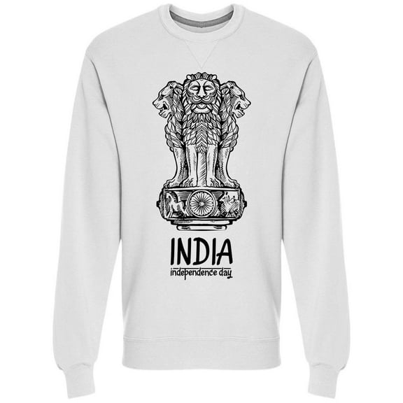 India Independence Day W/ Lions Sweatshirt Men -Image by Shutterstock Men Sweatshirt, Male Small