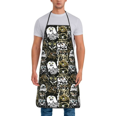 

Lukts Ink Graffiti Owl Print Unisex Tie-Up Aprons Bibs for Chef Kitchen Grill Beverage Shop