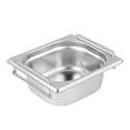 thumbnail image 3 of Restaurantware-Met Lux 7 Inch x 6.4 Inch x 2.5 Inch Steam Table Pan, 1 One Sixth Hotel Pan - Anti-Jam, Deep, Silver Stainless Steel Table Pan, With Collapsible Handles, For Parties Or Events, 3 of 11